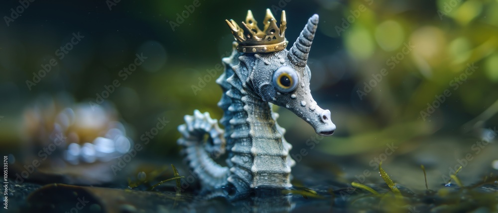 Majestic White Seahorse in Royal Accessories Majestic White Seahorse in Royal Accessories