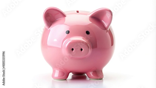 Pink piggy bank isolated on white background