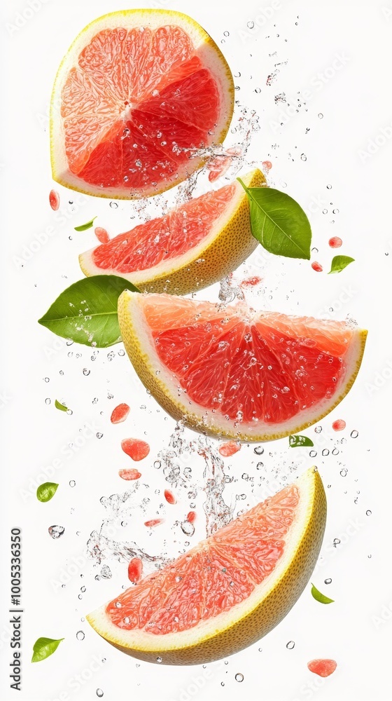 Grapefruit Slices with Water Splash Generative AI Grapefruit Slices with Water Splash Generative AI