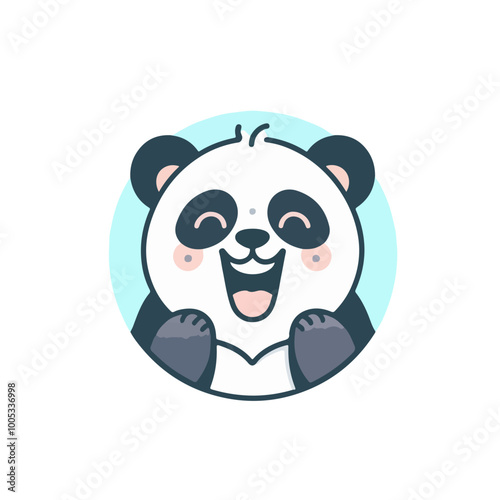 Panda is having fun. Isolated cute sticker on white background.