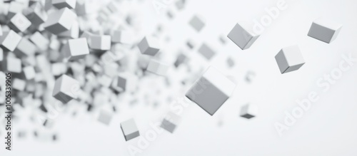 Abstract 3D Render of White Cubes in Motion