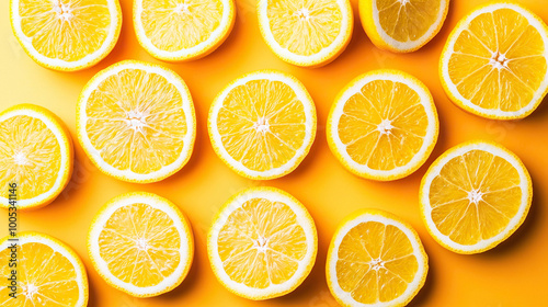 orange slices on colored background with space for text or product with tropical vibes