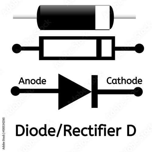 Electronic components diode or Rectifier icon symbol. Vector illustration