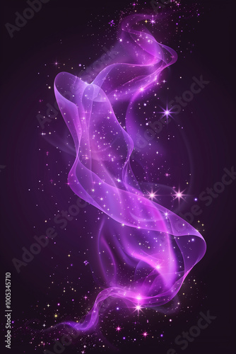  Enchanting purple magic light effect with sparkles and twinkling stars photo