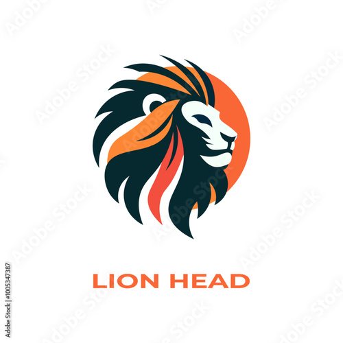 Unique, minimalist, simple colored lion or lion head logo illustration