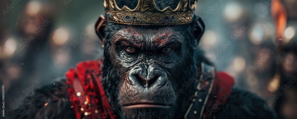 Majestic Gorilla with Crown in Stunning Detail Majestic Gorilla with Crown in Stunning Detail