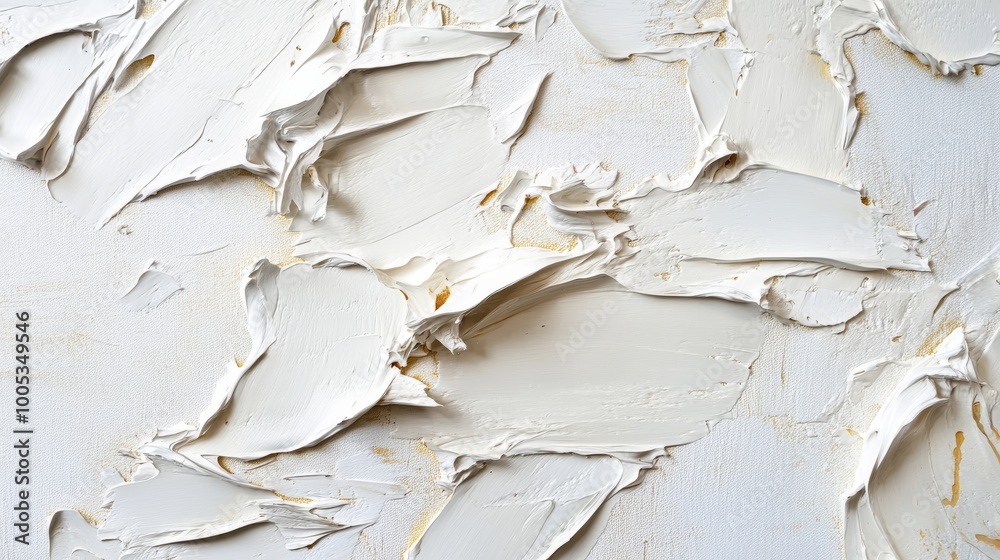 Naklejka premium Textured white paint strokes on canvas, abstract