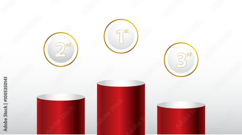 1st 2nd 3rd Place Red color podium with green background Illustration 1st 2nd 3rd Place Red color podium with green background Illustration