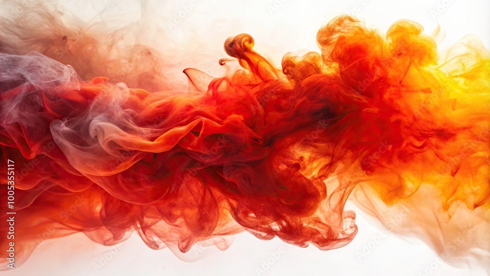 Red and orange smoke on white background Red and orange smoke on white background
