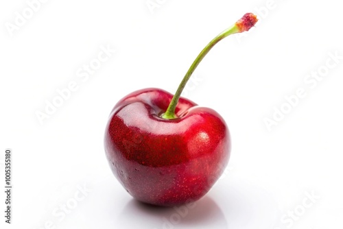 Red and sweet cherry on a white background fisheye