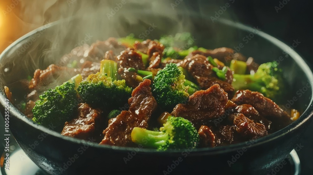 Delicious beef and broccoli stir-fry dish Delicious beef and broccoli stir-fry dish