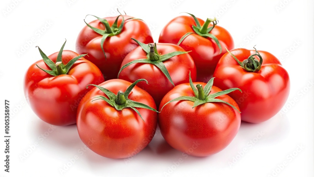 Red ripe tomatoes with cut isolated on white background in fisheye view Red ripe tomatoes with cut isolated on white background in fisheye view