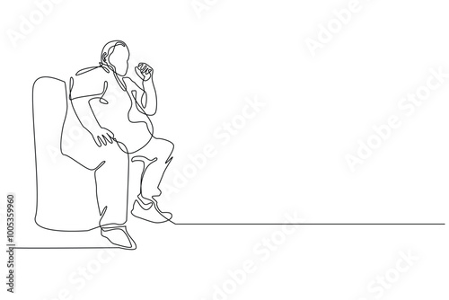 continuous line of fat man sitting.vector single line of fat man sitting.isolated white background