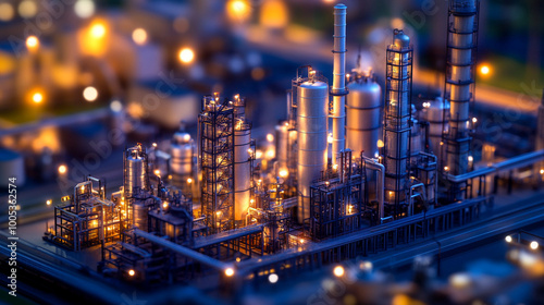 Wallpaper Mural Illuminated industrial complex at night with towering structures and glowing lights Torontodigital.ca