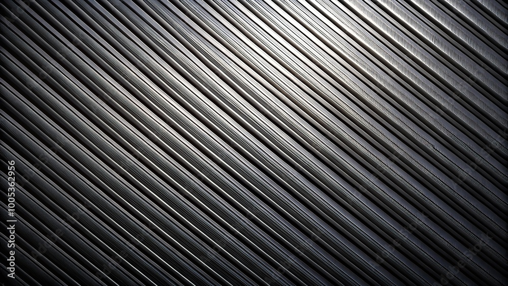 Fototapeta premium Reflected dark textured surface with diagonal ridges
