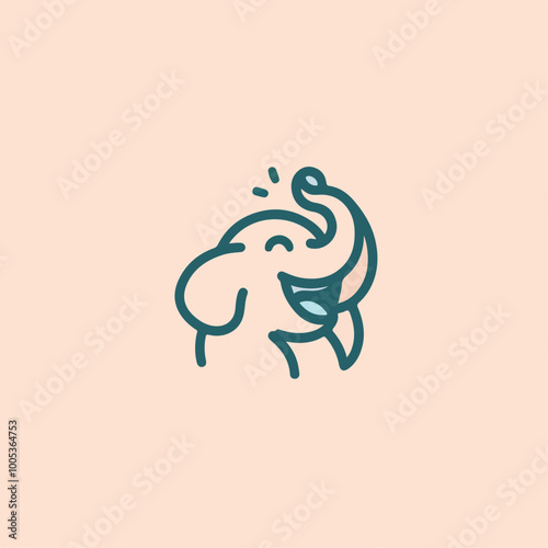 Elephant. Character. Laughs holding her stomach. Big collection of isolated elephants. Vector, cartoon.