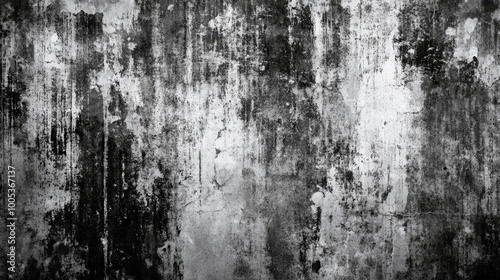 A rough, monochrome grunge texture with abstract, distressed patterns, emphasizing a rugged and vintage background design