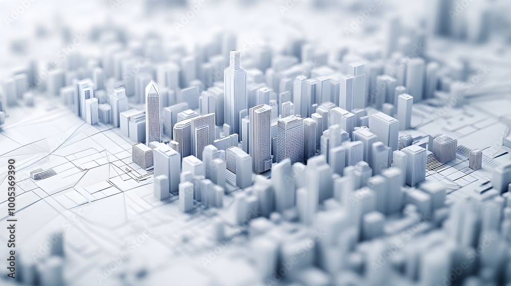 Obraz premium low poly modern wireframe city 3d rendering. 