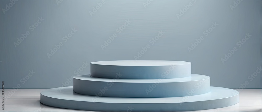 Fototapeta premium Minimalist Blue Platform for Product Presentation