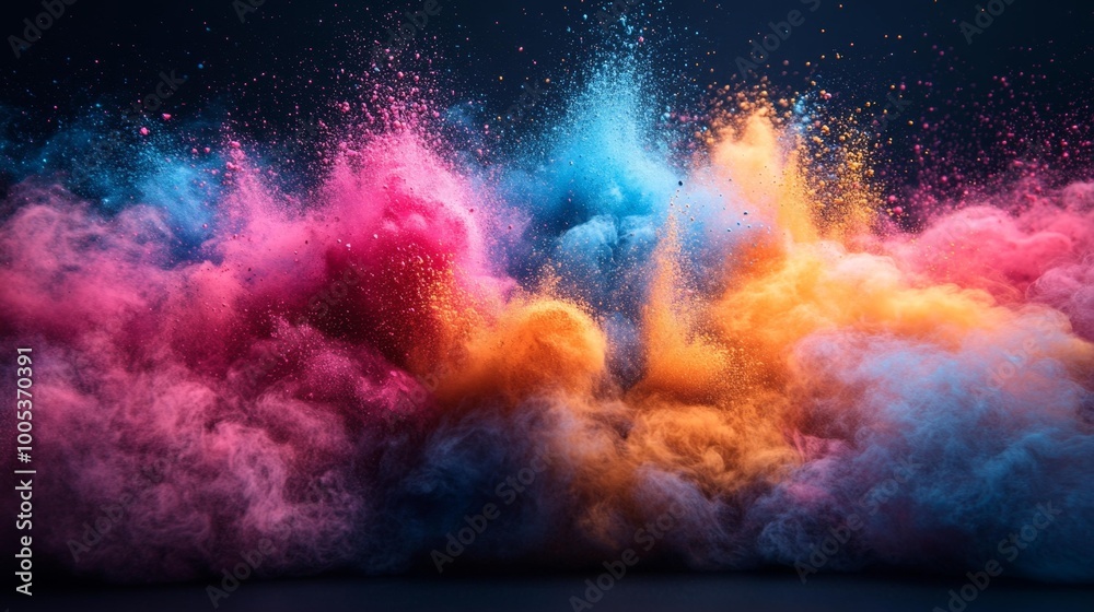 Fototapeta premium Colorful Powder Explosion in Motion Generative AI