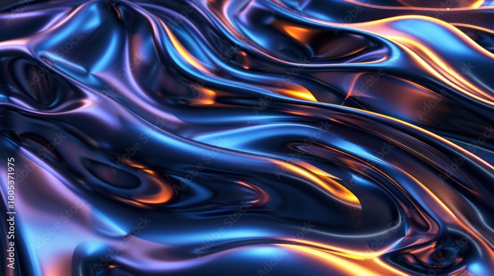 Abstract Swirling Blue and Orange Liquid Surface