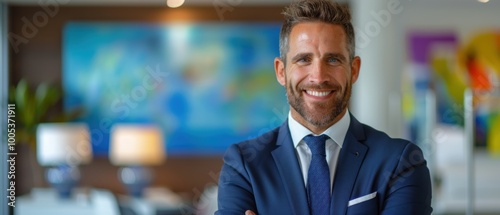Wallpaper Mural Confident Executive in Suit Smiling at the Office Torontodigital.ca