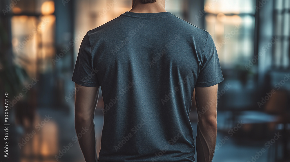 Gray T-Shirt Back View with Diffused Studio Lighting and Gradient Background Gray T-Shirt Back View with Diffused Studio Lighting and Gradient Background