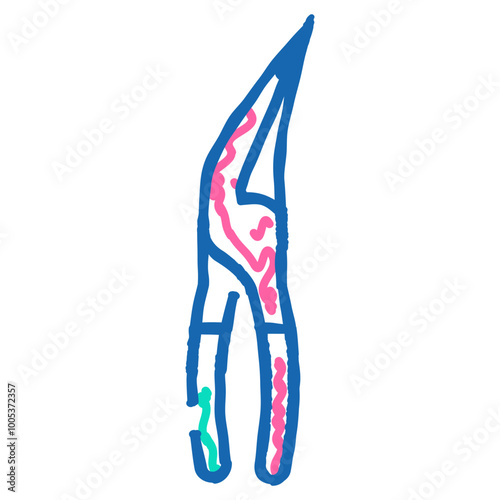 bent nose pliers doodle icon sketch vector. bent nose pliers sign. isolated symbol illustration