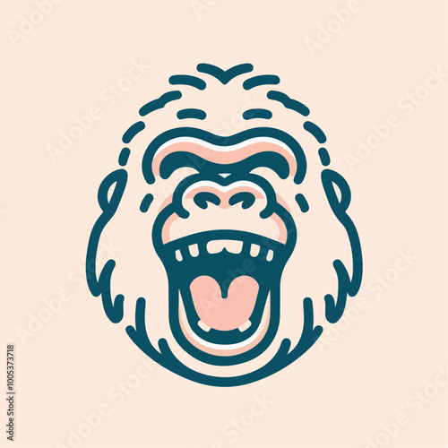 Laughing gorilla monkey illustration in cartoon style with isolated photo