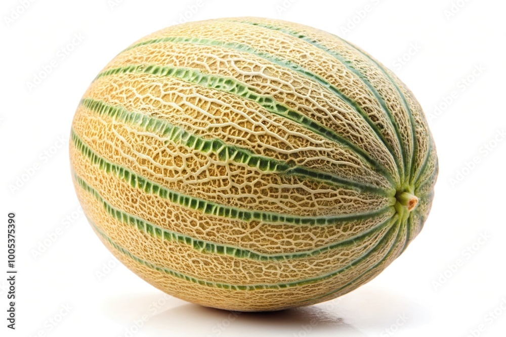 Ripe juicy melon with a tilted angle isolated on white background Ripe juicy melon with a tilted angle isolated on white background