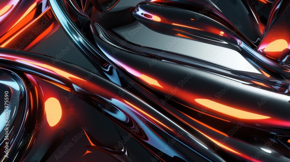 Abstract Shiny Curved Surface with Red and Blue Highlights Abstract Shiny Curved Surface with Red and Blue Highlights
