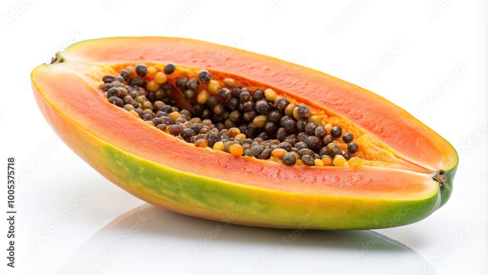 Ripe papaya against white background Ripe papaya against white background