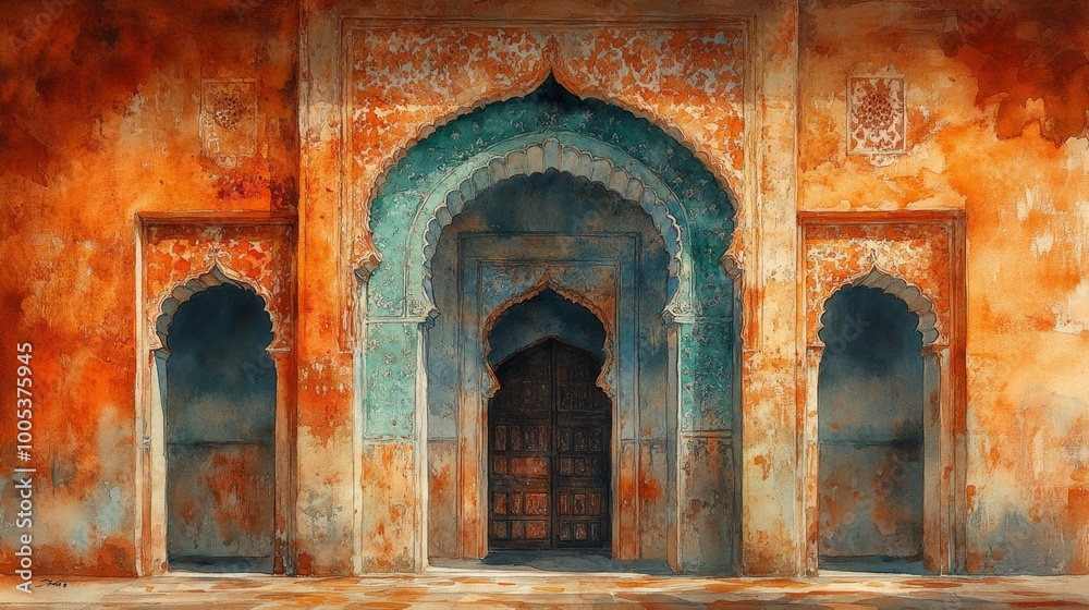 Rustic Ancient Archway with Vibrant Colors Generative AI Rustic Ancient Archway with Vibrant Colors Generative AI