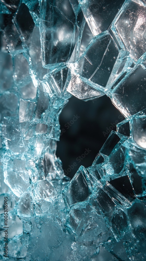 Close-up of shattered glass, abstract pattern Close-up of shattered glass, abstract pattern