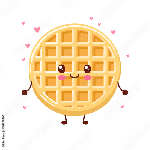 Waffle Food Eat Meal Snack Cuisine Animation Kawaii Character
