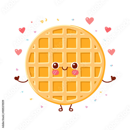 Waffle Food Eat Meal Snack Cuisine Animation Kawaii Character
