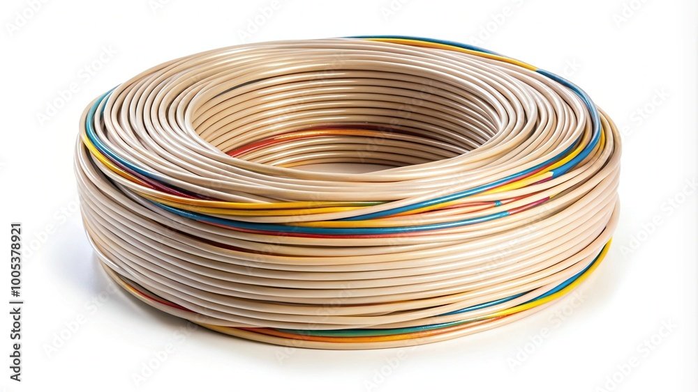 Roll of electrical cable wire on isolated white background Roll of electrical cable wire on isolated white background