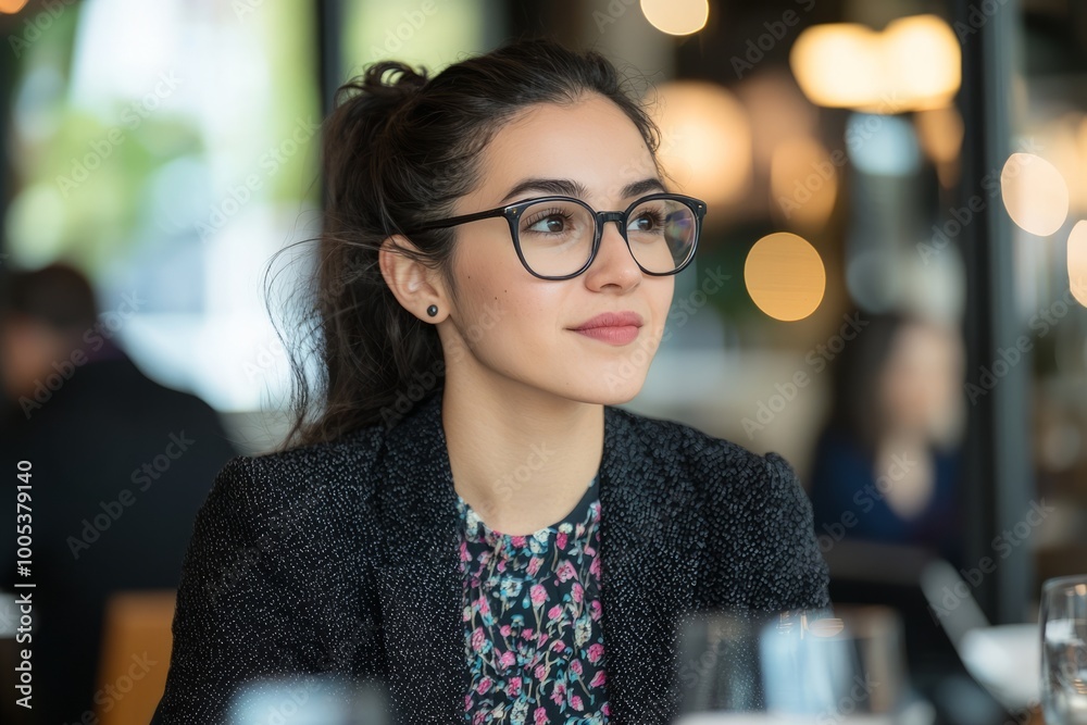 A Young Professional Attending A Networking Dinner In A New City. She Is Connecting With Industry Leaders And Making, Generative AI A Young Professional Attending A Networking Dinner In A New City. She Is Connecting With Industry Leaders And Making, Generative AI
