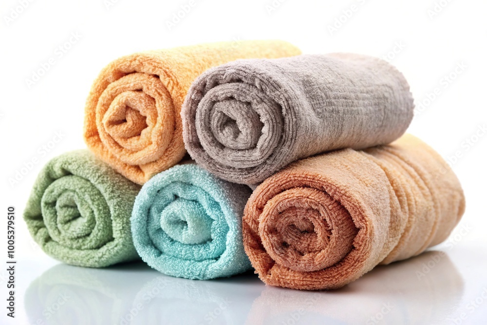 Rolling towels on white background Rolling towels on white background