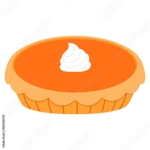 pumpkin pie with cream illustration