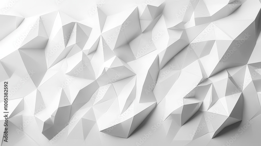 Abstract 3D render of a white low poly background featuring intricate geometric facets and a clean look Abstract 3D render of a white low poly background featuring intricate geometric facets and a clean look