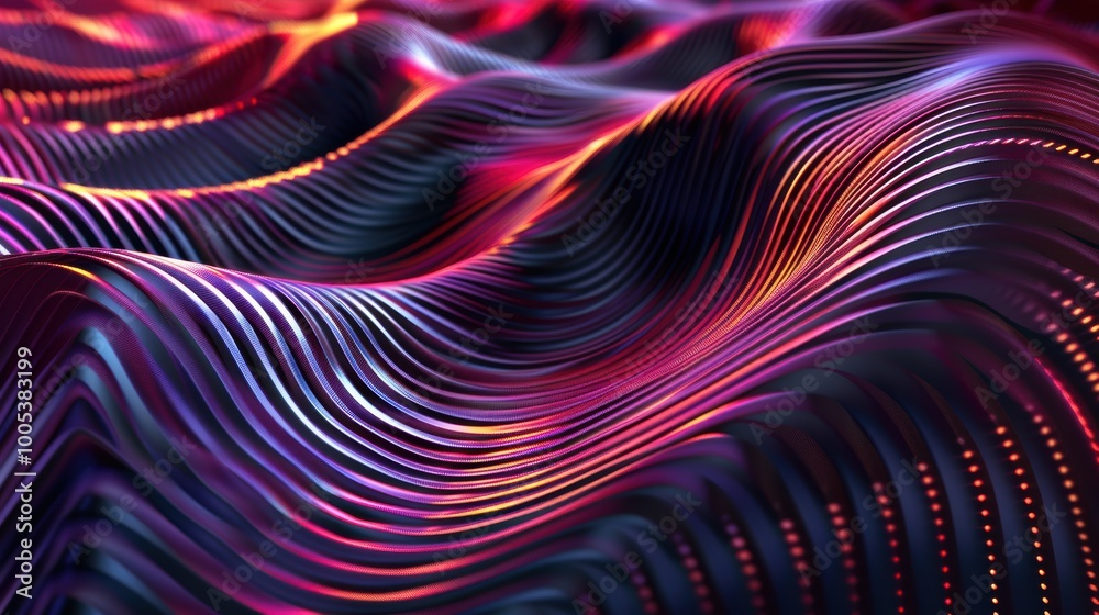 Abstract Wavy Pattern with Red, Purple, and Blue Hues