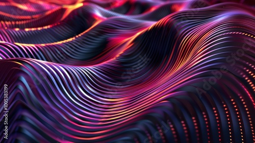 Obraz na płótnie Abstract Wavy Pattern with Red, Purple, and Blue Hues w salonie