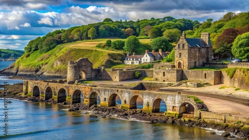 Ruined limekilns on the north bank of the Firth of Forth in Charlestown, Fife, Scotland, UK photo