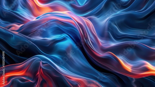 Abstract Blue and Orange Swirling Fabric