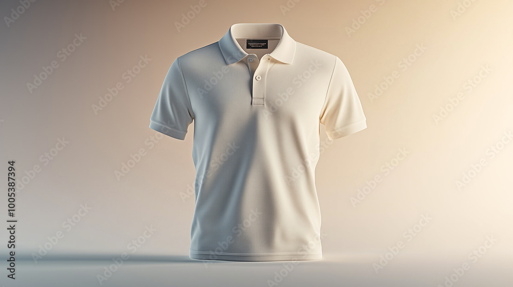 White Polo T-Shirt Against Light Gray Background White Polo T-Shirt Against Light Gray Background