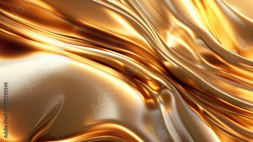 Abstract Golden Fabric Draped in Smooth, Elegant Waves