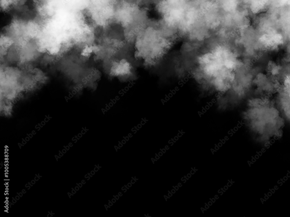 white smoke cloud on Isolated black background . Misty fog effect texture overlays white smoke cloud on Isolated black background . Misty fog effect texture overlays