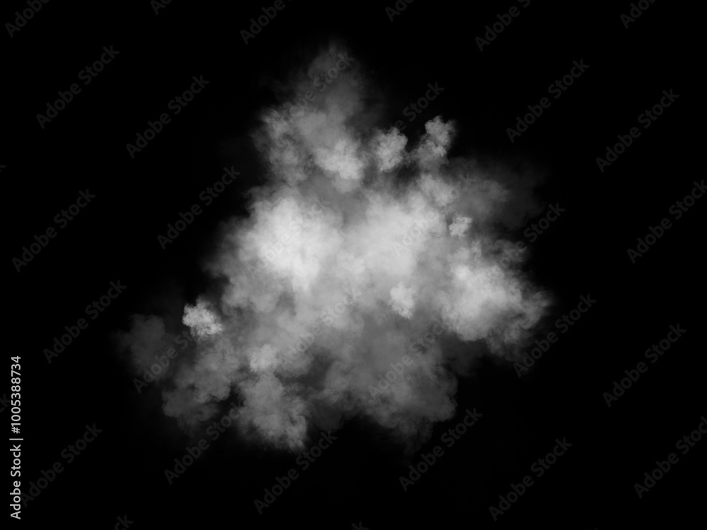 white smoke cloud on Isolated black background . Misty fog effect texture overlays