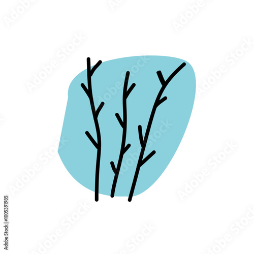 elegant twigs and black outline of flowers. Element for design